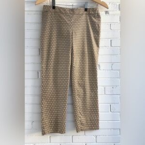 Adrienne Vittadini Cropped Ankle Pants Size 10 Boho Neutral Print Career Chic